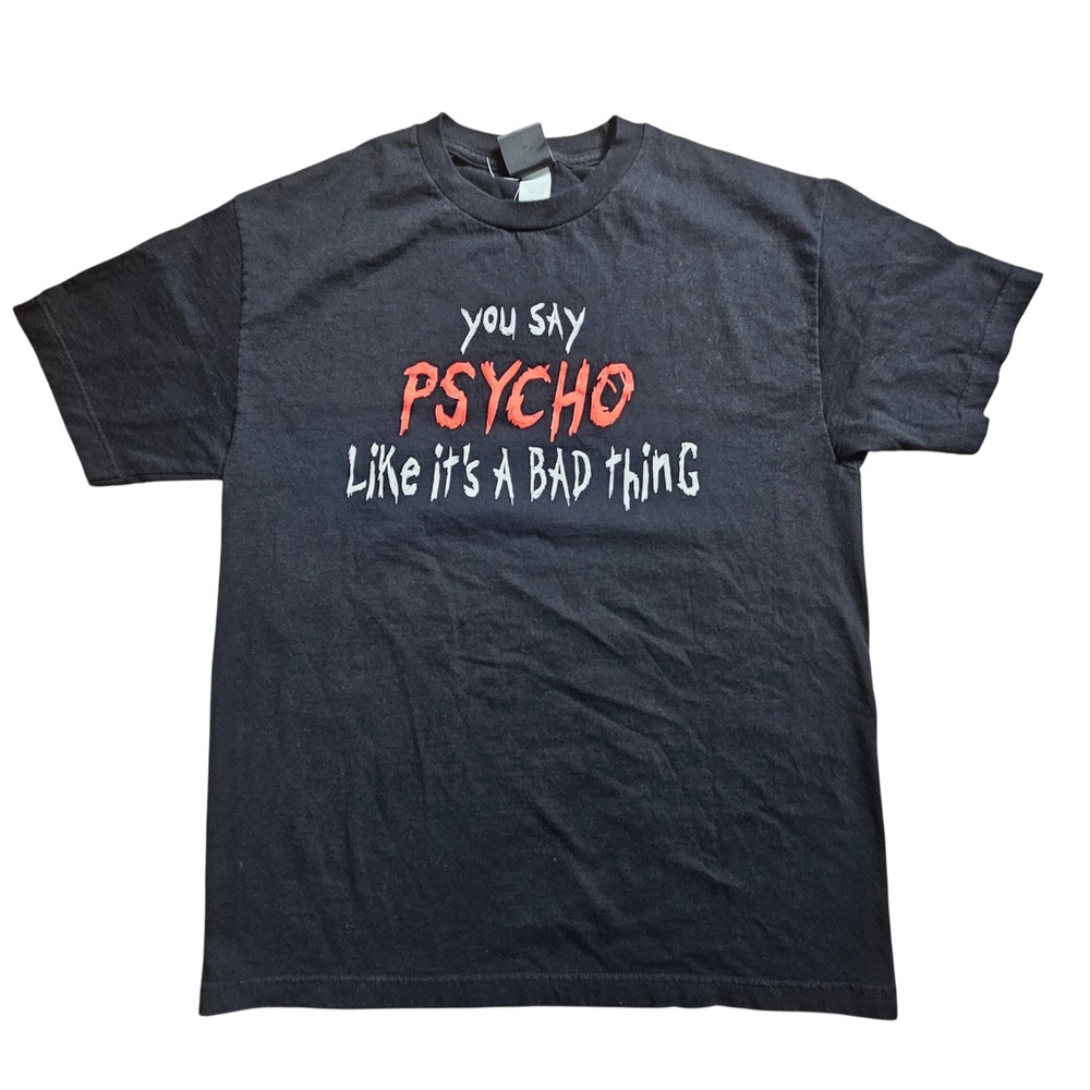 Vintage Top Heavy Mens Psycho Graphic T-Shirt L Skate Edgy Goth Grunge Y2K